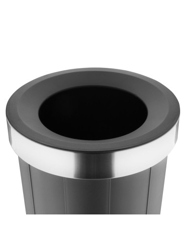 Poubelle ronde noire 60L Bolero - Couvercle ouvert