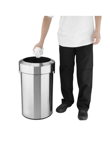 Poubelle Bolero 70L acier brossé - couvercle ouvert