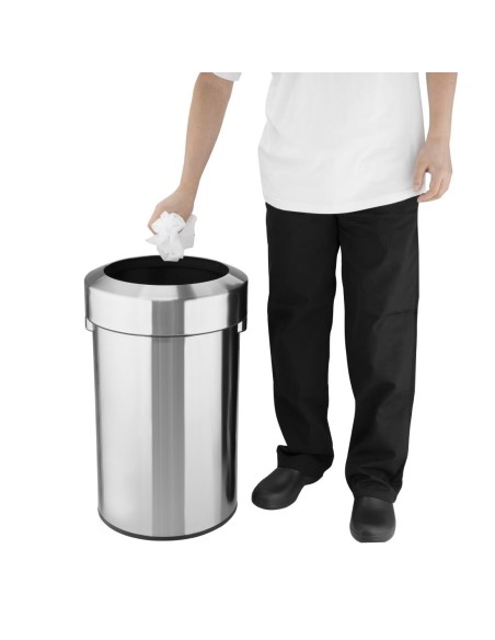 Poubelle Bolero 70L acier brossé - couvercle ouvert