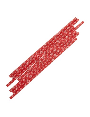 Pailles en papier Fiesta Compostable flocon de neige 210 mm - Lot 250
