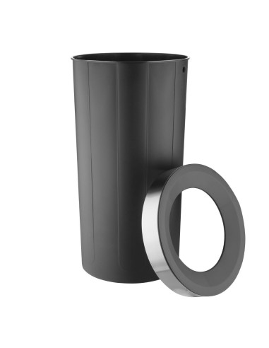 Poubelle ronde noire 60L Bolero - Couvercle ouvert