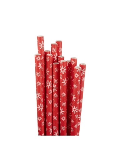 Pailles en papier Fiesta Compostable flocon de neige 210 mm - Lot 250