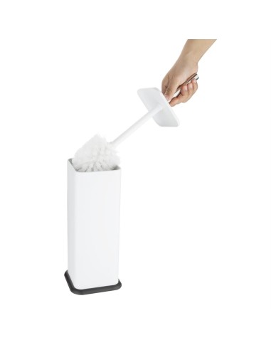 Brosse et support WC carré blanc Jantex - Hygiène salle de bain