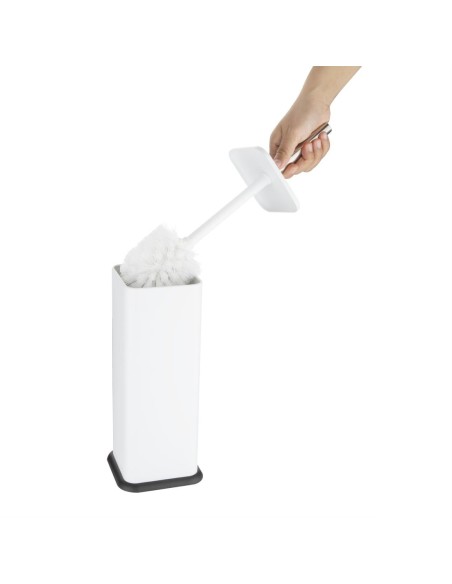 Brosse et support WC carré blanc Jantex - Hygiène salle de bain