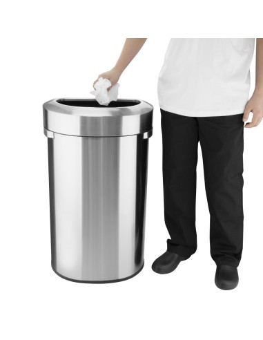 Poubelle D en acier brossé Bolero 86L - Hygiène sans contact