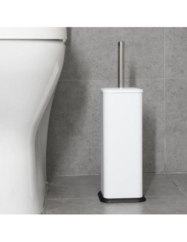 Brosse et support WC carré blanc Jantex - Hygiène salle de bain
