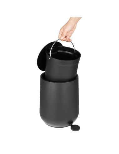 Poubelle à pédale ronde Jantex noire 5L - Design compact