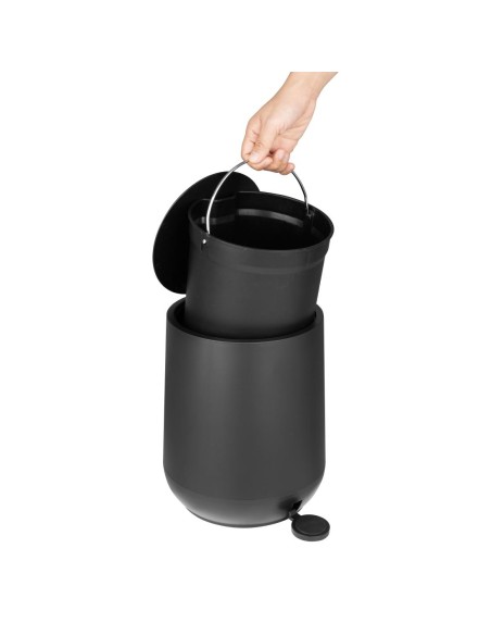 Poubelle à pédale ronde Jantex noire 5L - Design compact