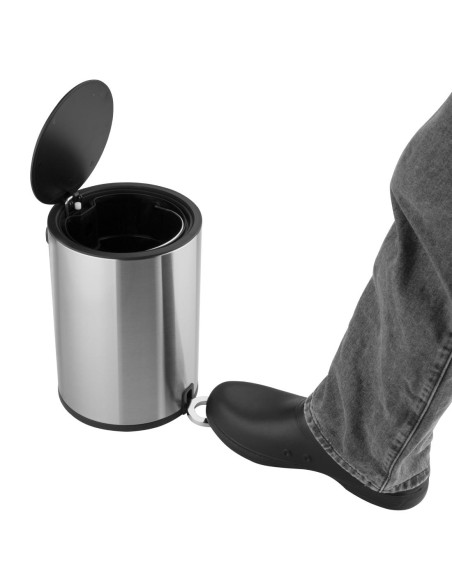 Poubelle à pédale ronde Jantex 6L - Acier brossé