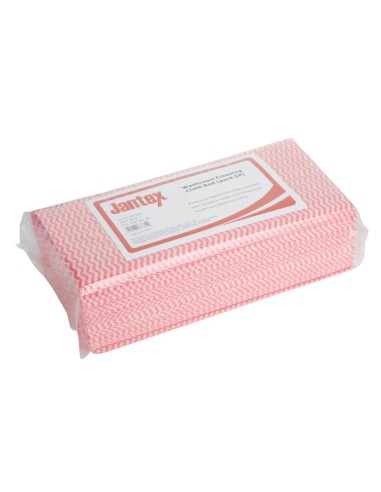 Chiffons de nettoyage salle de bain Jantex rouges - lot de 50