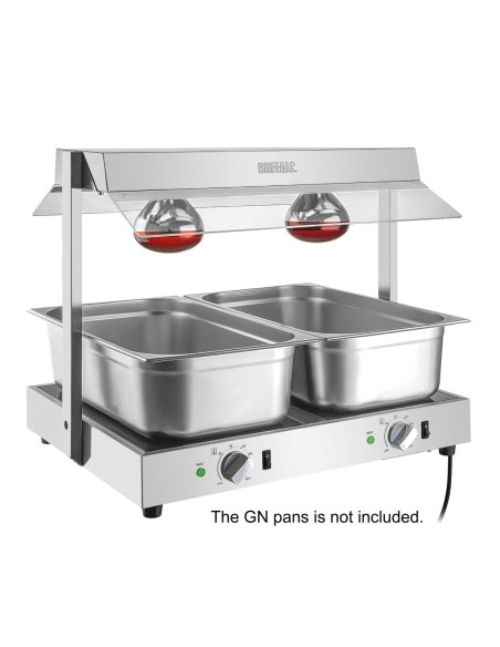 Portique chauffe-plat Buffalo 2x GN 1/1 - Inox, 1 kW