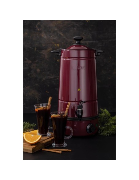 Marmite à vin chaud Buffalo 7L - Design inox rouge