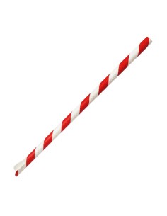 Pailles cuillères compostables Fiesta rouge/blanc - lot de 250