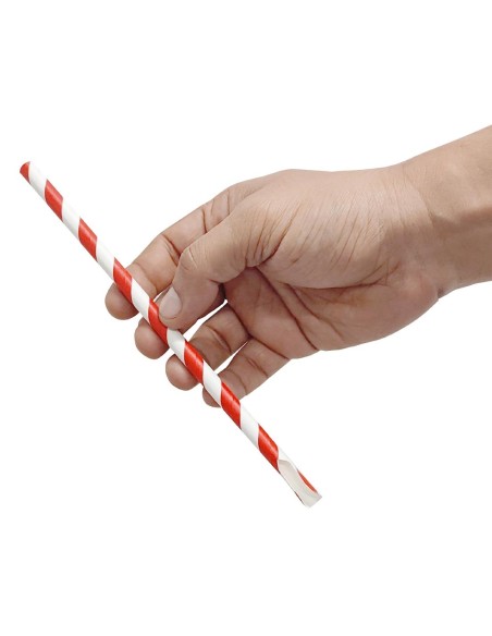 Pailles cuillères compostables Fiesta rouge/blanc - lot de 250