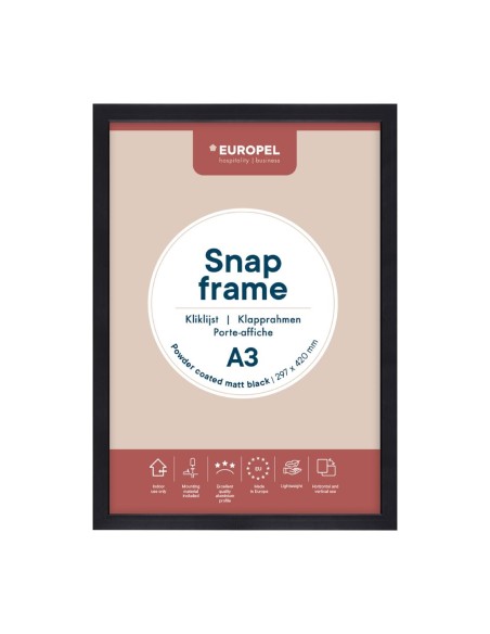 Cadre clipsable Europel A3 25mm noir mat - DTM Primera