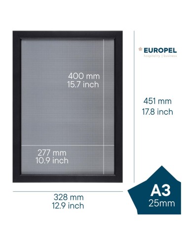 Cadre clipsable Europel A3 25mm noir mat - DTM Primera