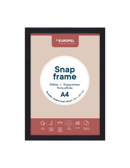 Cadre clipsable Europel A4 25mm noir mat - DTM Primera