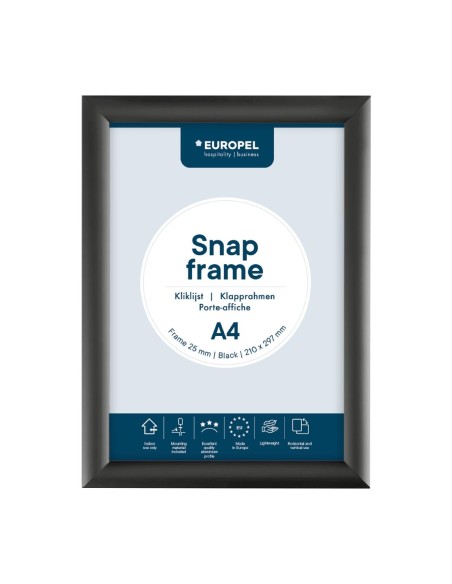 Cadre clipsable Europel A4 25mm noir - DTM Primera