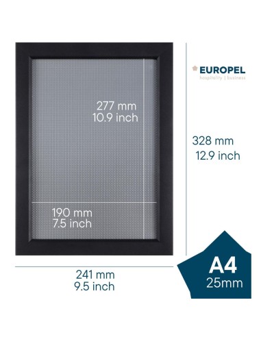 Cadre clipsable Europel A4 25mm noir mat - DTM Primera