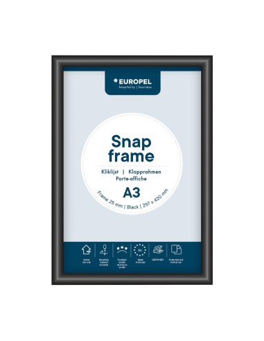 Cadre clipsable Europel A3 25mm noir - DTM Primera