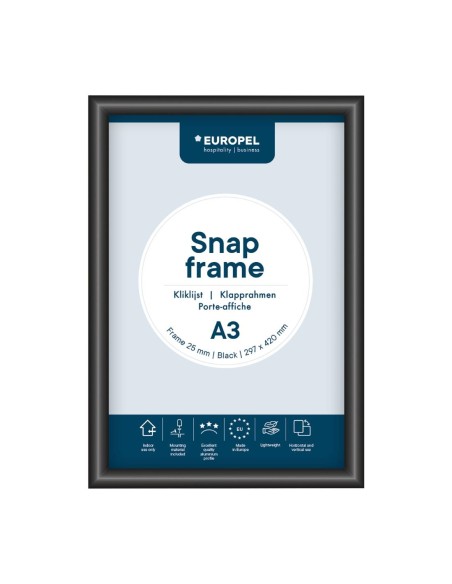 Cadre clipsable Europel A3 25mm noir - DTM Primera