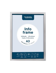 Cadres d'affichage autocollants Europel A3 argent - lot de 2