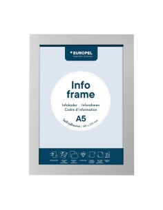Cadres d'affichage autocollants Europel A5 argent - lot de 2