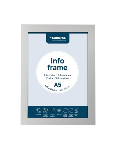 Cadres d'affichage autocollants Europel A5 argent - lot de 2