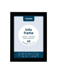 Cadres d'affichage autocollants Europel A5 noirs - lot de 2