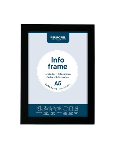 Cadres d'affichage autocollants Europel A5 noirs - lot de 2