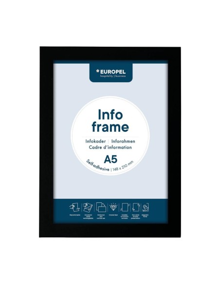 Cadres d'affichage autocollants Europel A5 noirs - lot de 2