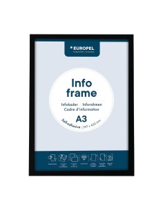 Cadres d'affichage autocollants Europel A3 noirs - lot de 2