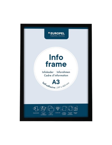 Cadres d'affichage autocollants Europel A3 noirs - lot de 2