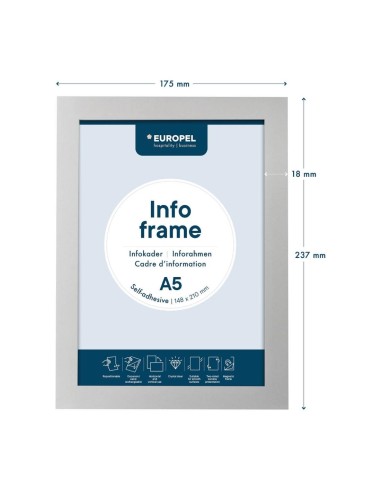Cadres d'affichage autocollants Europel A5 argent - lot de 2