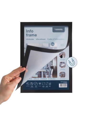 Cadres d'affichage autocollants Europel A3 argent - lot de 2