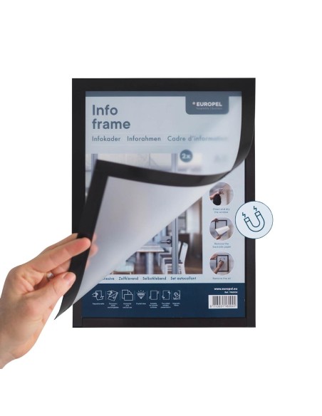 Cadres d'affichage autocollants Europel A3 argent - lot de 2