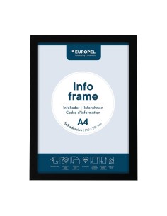Cadres d'affichage autocollants Europel A4 noirs - lot de 2
