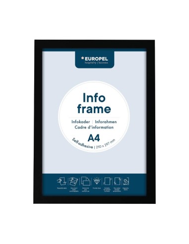Cadres d'affichage autocollants Europel A4 noirs - lot de 2