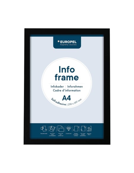 Cadres d'affichage autocollants Europel A4 noirs - lot de 2