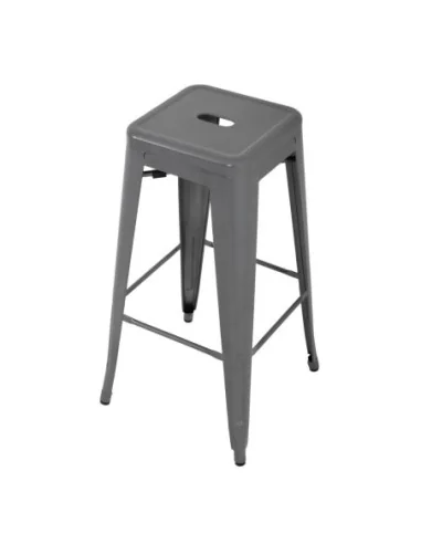 Tabourets hauts en acier galvanisé Bolero Bistro gris métalisé (lot de 4)