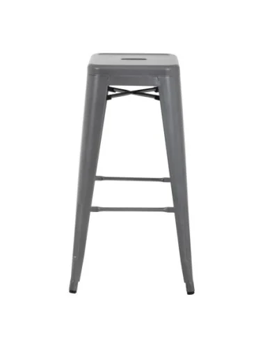 Tabourets hauts en acier galvanisé Bolero Bistro gris métalisé (lot de 4)