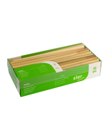 Pailles droites en roseau Sier Disposables 6-8 mm - Lot de 50