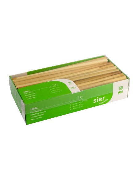 Pailles droites en roseau Sier Disposables 6-8 mm - Lot de 50