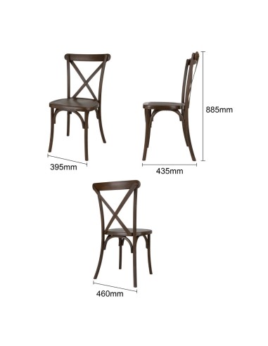 Chaises Bolero Manhattan effet bois foncé - lot de 4