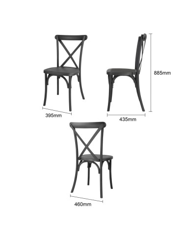Chaises Manhattan Bolero noires - lot de 4, design élégant