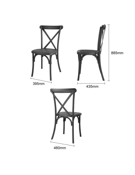 Chaises Manhattan Bolero noires - lot de 4, design élégant