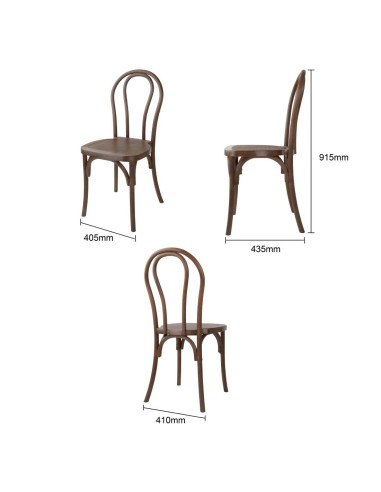 Chaises Bolero Soho noyer - lot de 4, design bois courbé