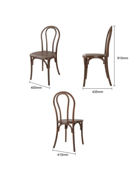 Chaises Bolero Soho noyer - lot de 4, design bois courbé