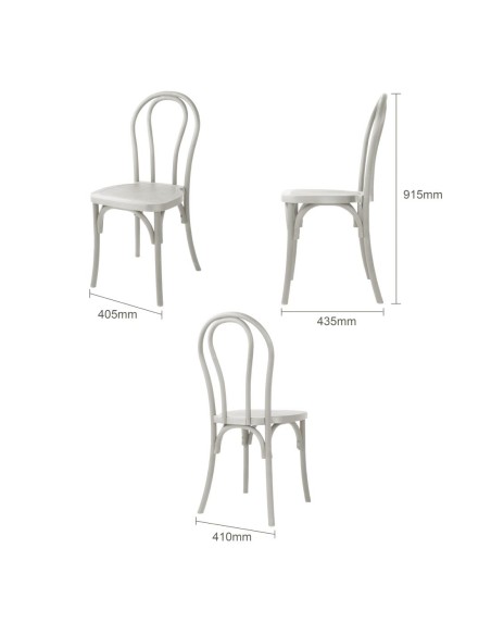 Chaises Bolero Soho blanches - lot de 4, design bois courbé