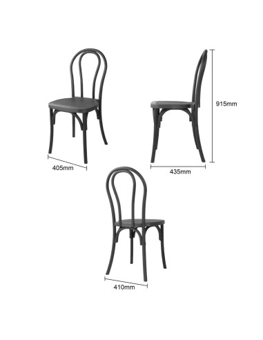 Chaises en résine style bois courbé Bolero Soho noires - lot de 4